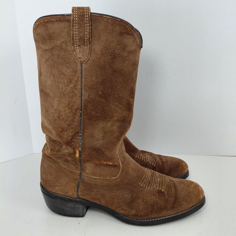 Vintage Wolverine Cowboy Boots Womens Size 9.5 D Brown Suede Western Vibram 70s